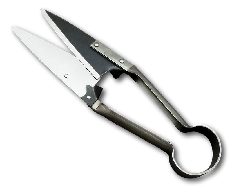 Due Buoi Sheep Shears, Silver, 12 1/2"1/8 Blade Length - 5"1/8 Bypass BLADE, Classic Style, Carbon Steel, Leather Handle, Ambidextrous, Garden Scissors - Image 1